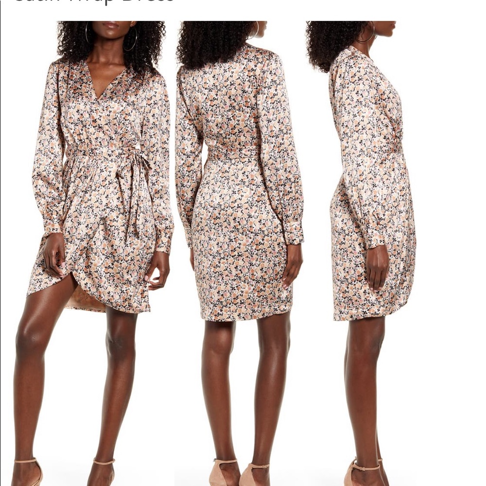 Leith floral ditsy long sleeve wrap dress